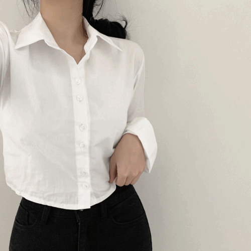 [허리잘록] 소미 뒷밴딩 미니 숏 크롭 셔츠 3col